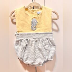 Trotters Yellow and Gray Seahorse Diaper Cover